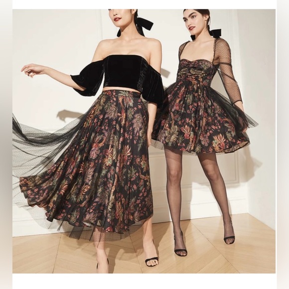 NWT $625 Cara Cara Ritchie Dress Multi Jacobean Black Size Medium - Picture 2 of 8